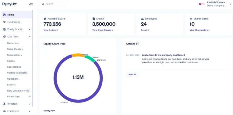 EquityList Dashboard